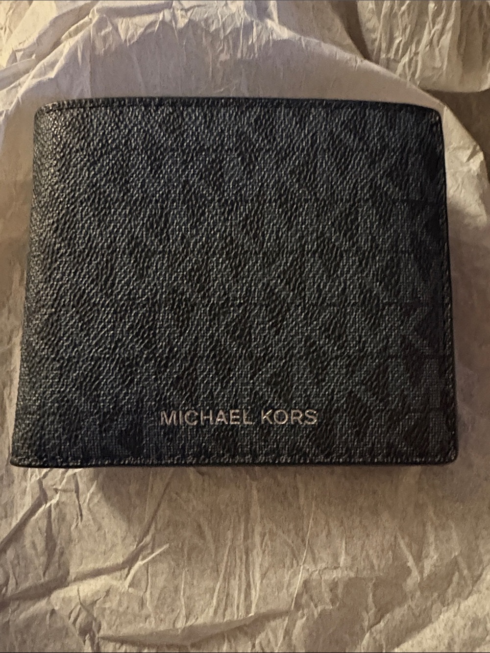Michael Kors Black Leather Money Clip Wallet with Logo